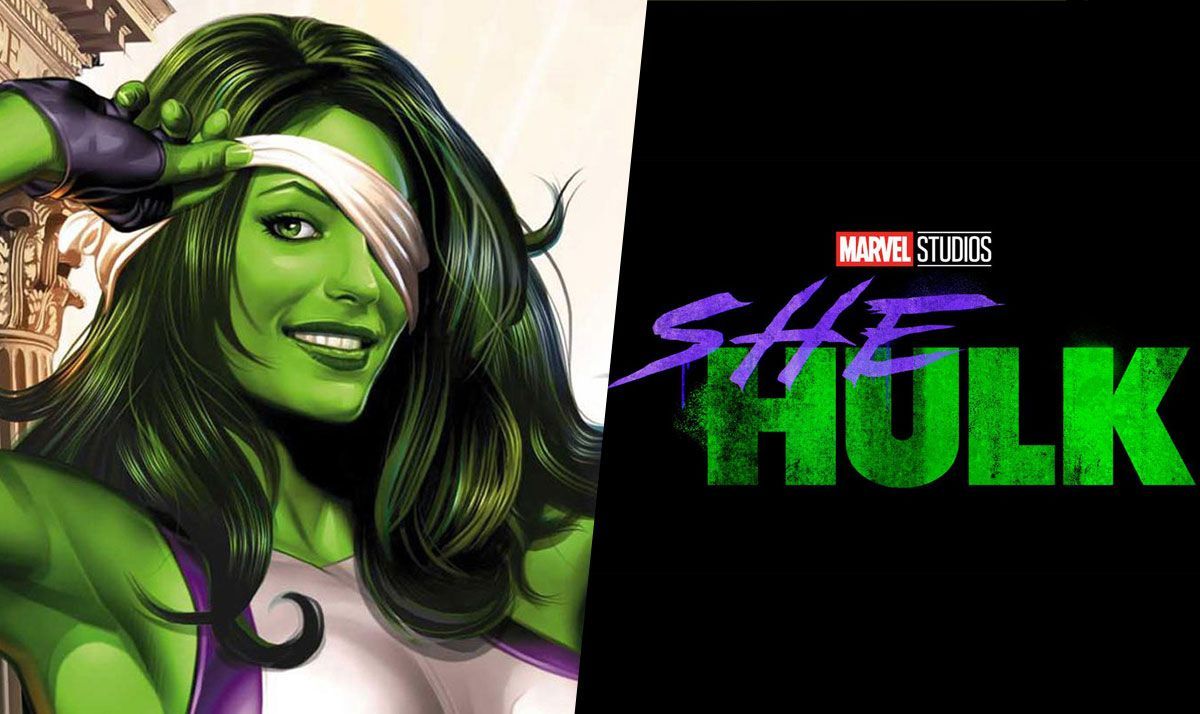 She-Hulk junto al logo de la serie