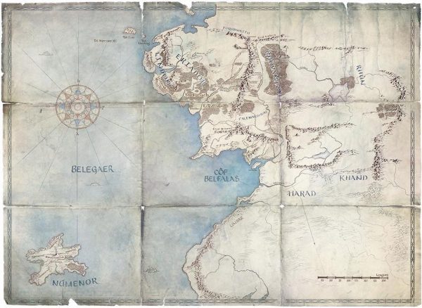 Mapa de la Segunda Edad de la Tierra Media