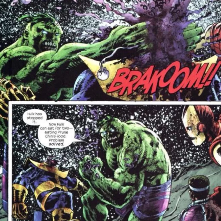 Hulk Zombie le aplasta la cabeza a Thanos Zombie