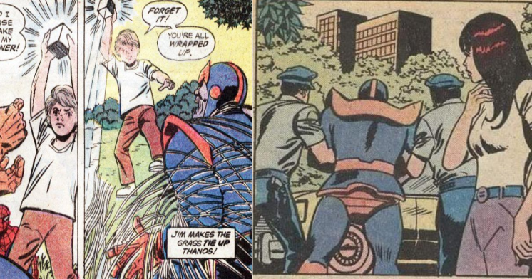 Thanos fue derrotado por un niño y la policía se lo llevó detenido, convirtiéndose en un gran meme por años
