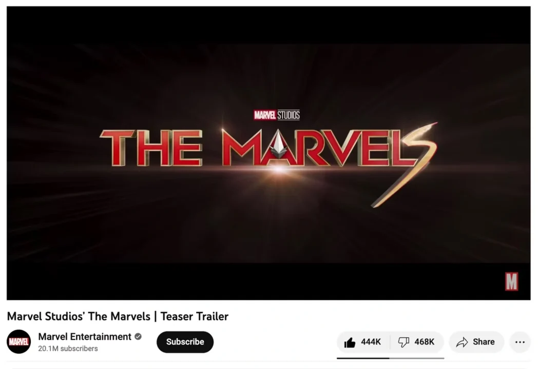 ¿Por qué el tráiler de 'The Marvels' es el peor valorado en Youtube de la historia del MCU?